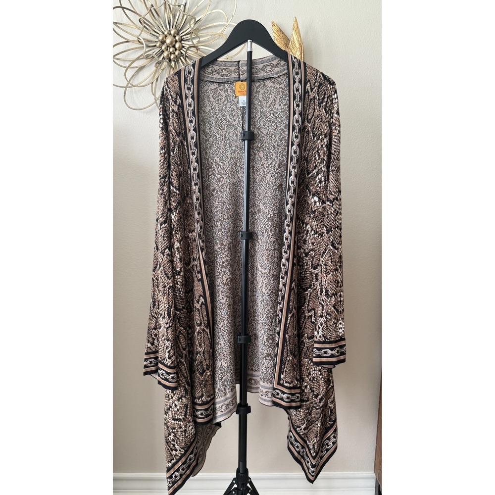 Ruby Rd Womens 1X Snake Print Kimono Cardigan Open Front Boho Drape